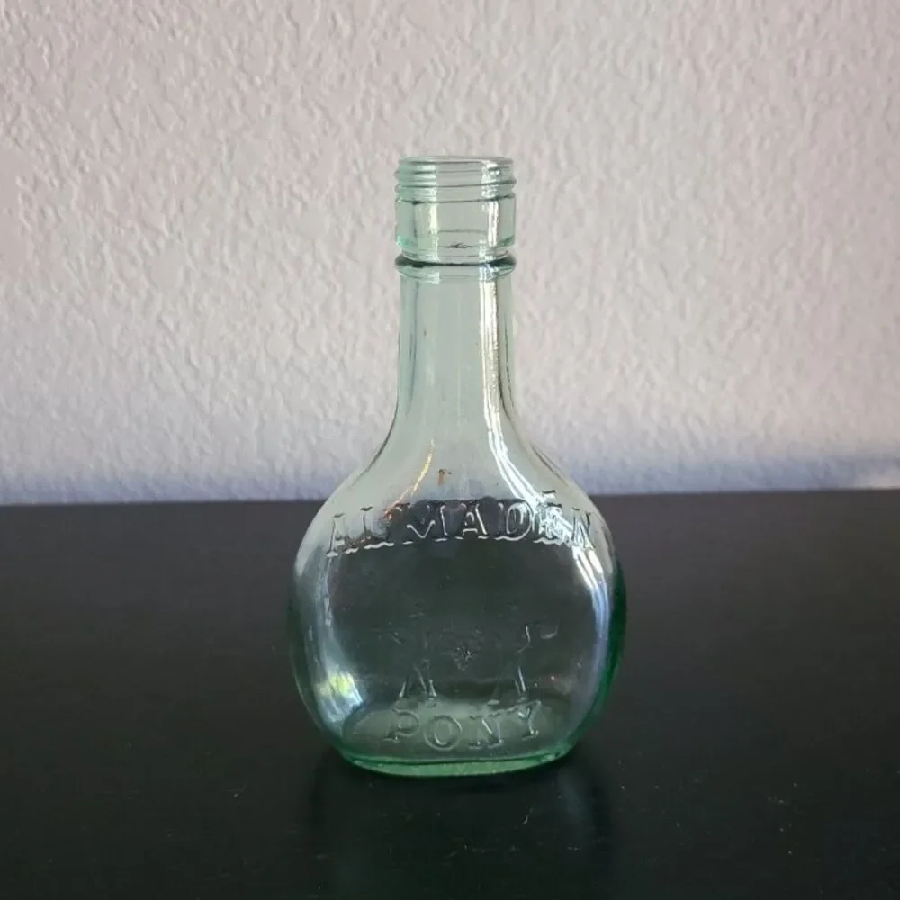 Vintage Almaden Vineyards Pony Green Glass Wine Bottle Embossed Grape Harvest 6o